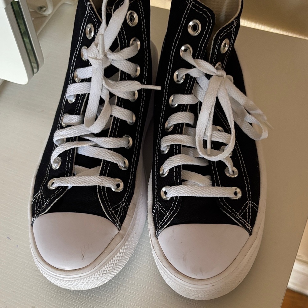 Converse Women's Black Canvas Platform Sneakers - Picture 4 of 4
